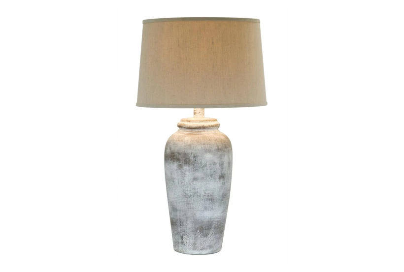 30.5 Inch Stone White Hydrocal Table Lamp - 360