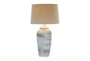30.5 Inch Stone White Hydrocal Table Lamp - Signature