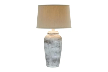 30.5 Inch Stone White Hydrocal Table Lamp