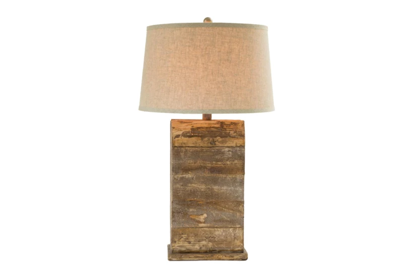 30.5 Inch Walnut And Oak Table Lamp - 360