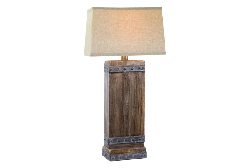 30 Inch Rustic Walnut Table Lamp - 360