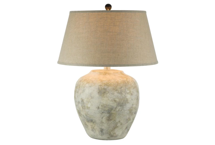 27.5 Inch Beige Hydrocal Table Lamp - 360