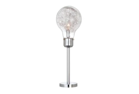 26 Inch Clear Glass + Chrome Light Bulb Table Lamp