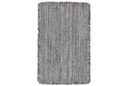 5'x8' Rug-Grey/Black Woven Wool