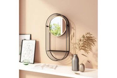 15X28 Round Mirror With Shelf