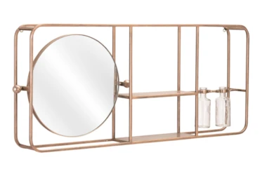 33X14 Gold Mirror With Shelves