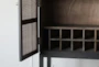 Weathered Black + Natural Rattan Bar Cabinet - Detail