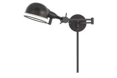 6 Inch Dark Bronze Industrial Swing Arm Wall Lamp With Wire Cover