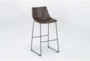 Cobbler Brown Faux Leather 30" Bar Stool With Back - Side