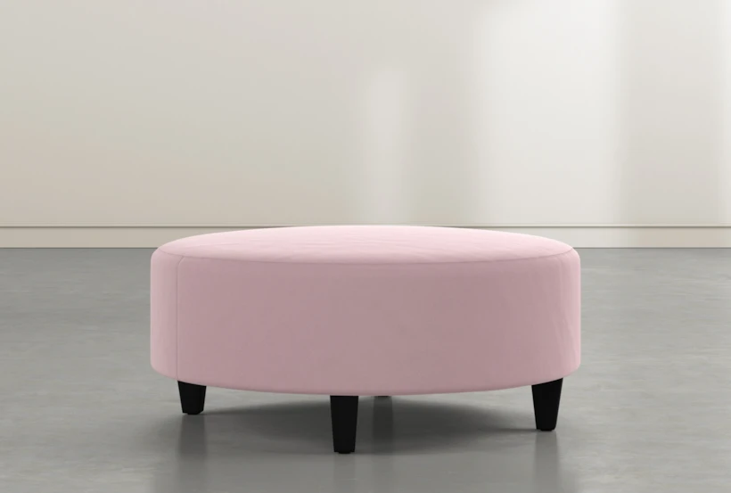 Perch II Fabric Pink Large Round Ottoman - 360
