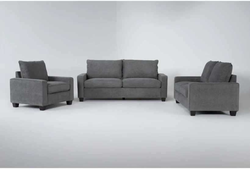 Reid Grey 3 Piece Living Room Set - 360