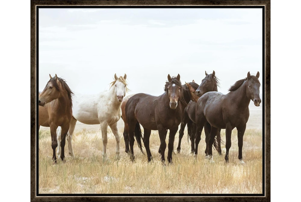 26X22 Wild Horses With Espresso Frame