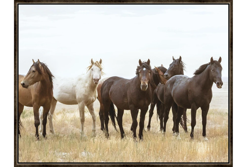 42X32 Wild Horses With Espresso Frame