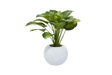 23" Artificial Eva Hosta Plant In White Pot