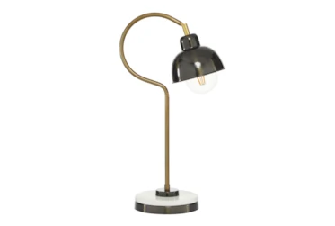 22" Black And Gold Metal Task Desk Lamp