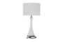 25" White With Gold Ceramic Table Lamp - Material