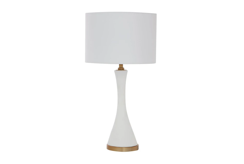 25" White With Gold Ceramic Table Lamp