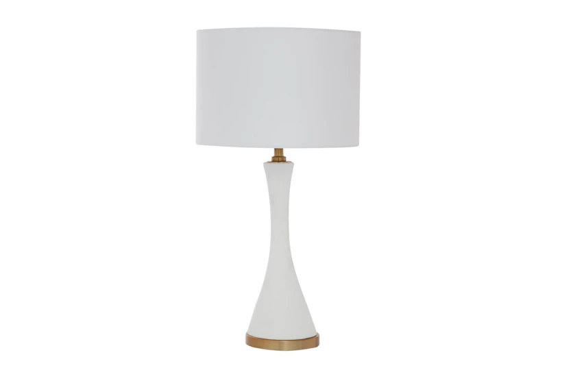 25" White With Gold Ceramic Table Lamp - 360