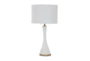 25" White With Gold Ceramic Table Lamp - Signature