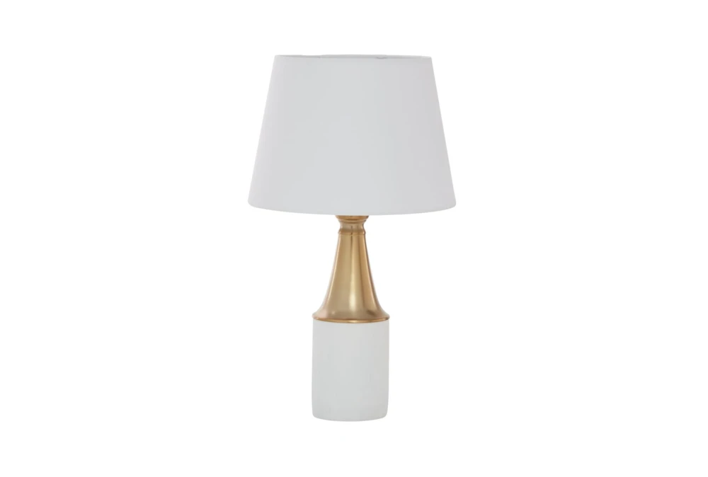21" White And Gold Metal Table Lamp