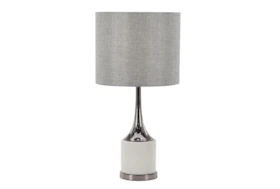 24" Grey Metal And Cement Table Lamp