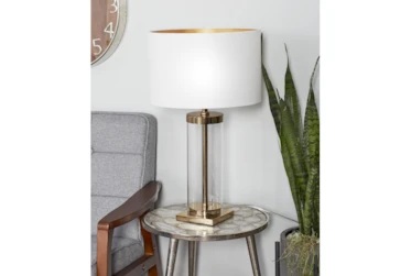 24" Gold Metal Glass Table Lamp