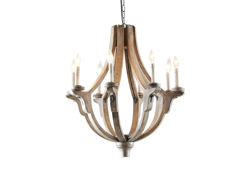 25X28" Brown Wood Empire Candle Chandelier - 360