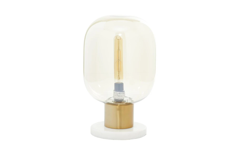 16" White And Gold Glass Orb Table Lamp