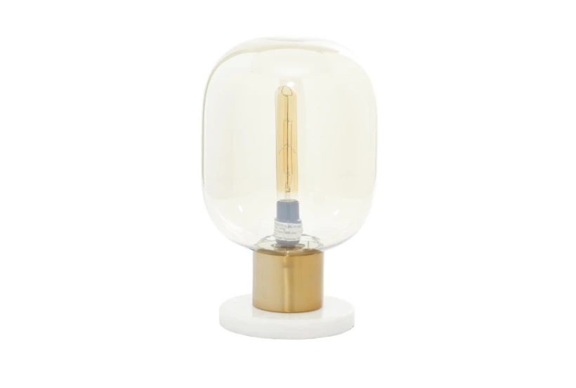 16" White And Gold Glass Orb Table Lamp - 360