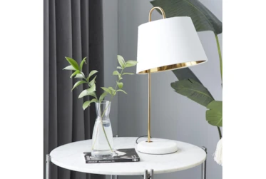 23" Marble White Metal Table Lamp