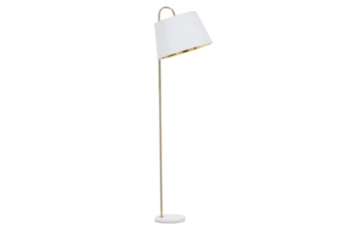 60" Gold Stand With White Shade Floor Lamp