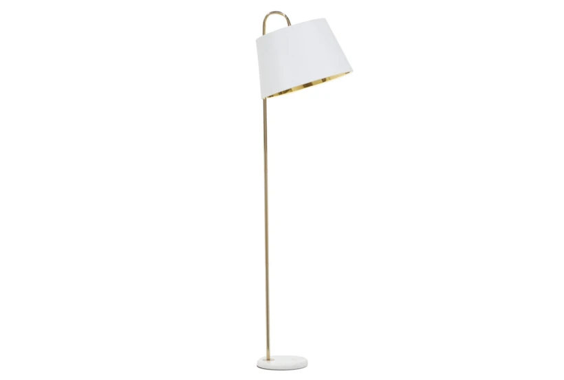 60" Gold Stand With White Shade Floor Lamp - 360