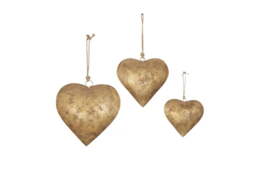 Gold Iron Heart Windchime Set Of 3