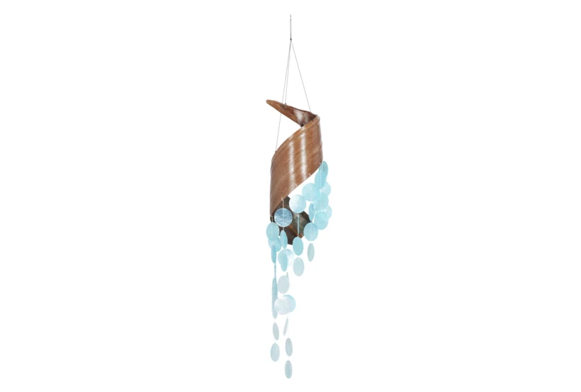 32 Inch Teal Oyster Shells Windchime - 360