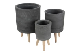 Black Ceramic Planter Set Of 3