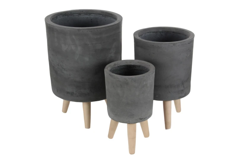 Black Ceramic Planter Set Of 3 - 360