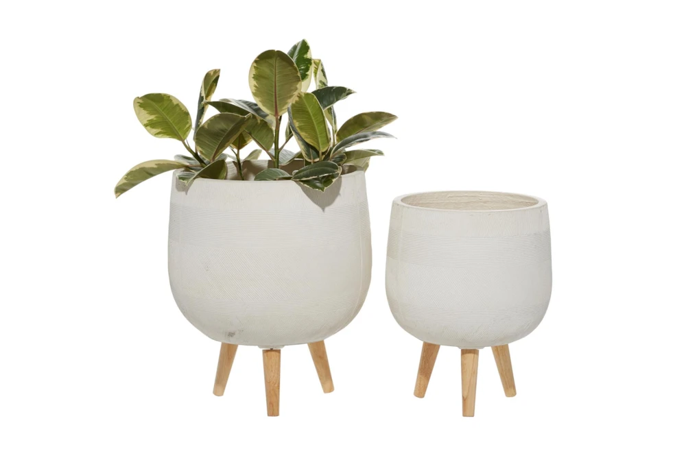 White Ceramic Planter Set Of 2