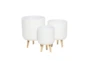 White Wood Planter Set Of 3 - Front