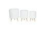 White Wood Planter Set Of 3 - Front