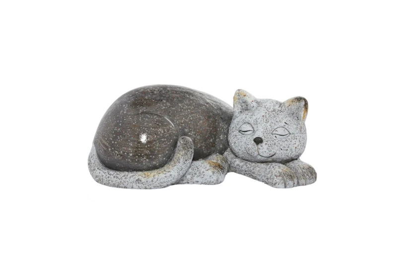 7 Inch Grey Polystone Cat Garden Sculpture - 360