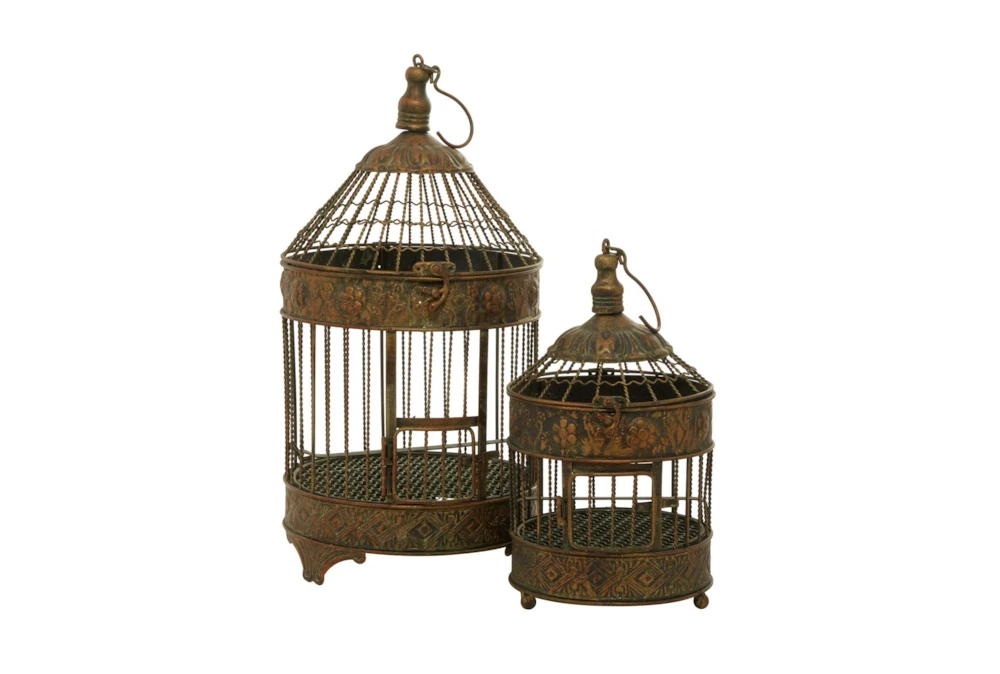 Bronze Iron Birdcage Set Of 2