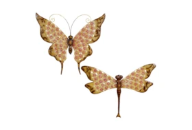 23 Inch Iron Butterfly Wall Decor Set Of 2