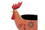 20 Inch Pink Iron Rooster Planter - Detail