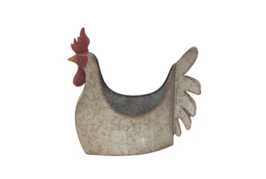 16 Inch Grey Iron Rooster Planter