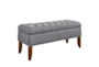 Grey 41 Inch Tufted Top Upholstered Storage Bench - Side