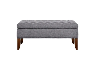 Grey 41 Inch Tufted Top Upholstered Storage Bench