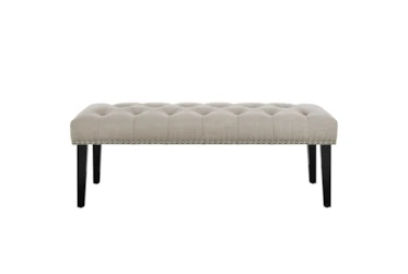Beige 49 Inch Diamond Tufted Upholstered Bench