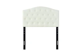 Twin Beige Button Diamond Tufted Shaped Upholstered Headboard