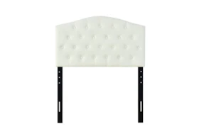Twin Beige Button Diamond Tufted Shaped Upholstered Headboard