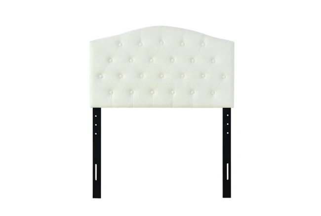 Twin Beige Button Diamond Tufted Shaped Upholstered Headboard - 360